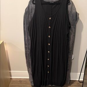 Black Button-Down Sleeveless Dress